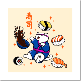 Cat Sushi Chef Posters and Art